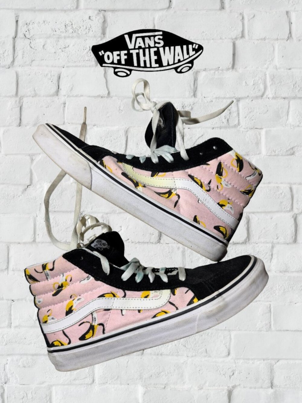 Vans Sk8-Hi Bananas Print Pink High Top Sneakers Women's 8.5